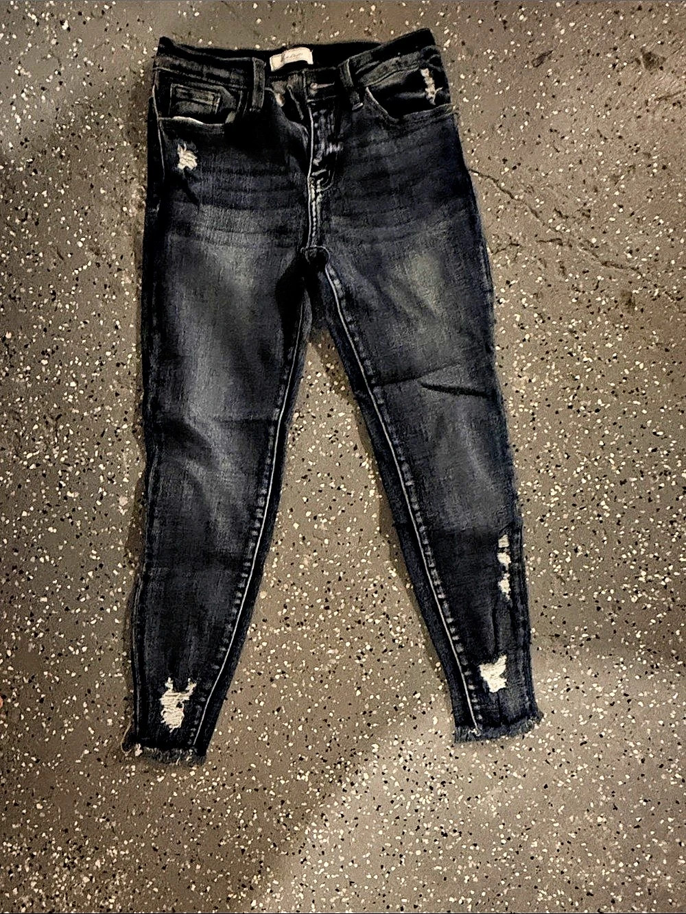 KanCan Mid-Rise Ankle Skinny Distressed Black Jeans Waist 27